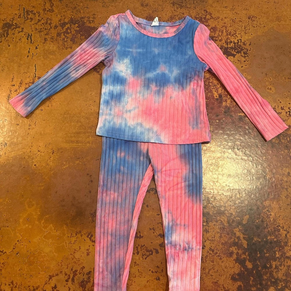 Kids Tie-Dye Pajama Set - Pink and Blue